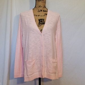 Eddie Bauer Women's V Neck Cardigan Powder Pink L